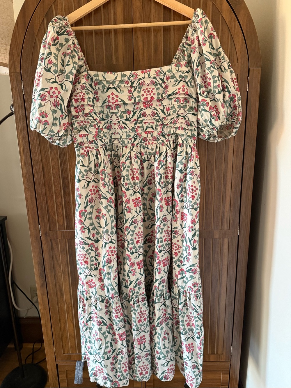 Abercrombie & Fitch Emerson Poplin Puff Sleeve Midi Dress